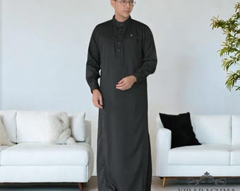 Adult Men's Robe with Cuff Sleeves - Stylish & Comfortable Robe, Islamic Clothing, Muslim Fashion, Traditional Wear, Arabic Style