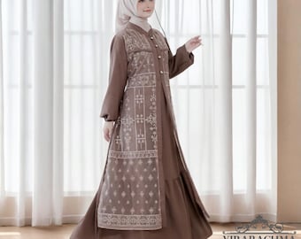 Latest Women's Brocade Gamis Dress Tile Elagan Crinkle Airflow, Muslimah fashion, Muslim Women, Women Dress, Gamis, Islamic Dress