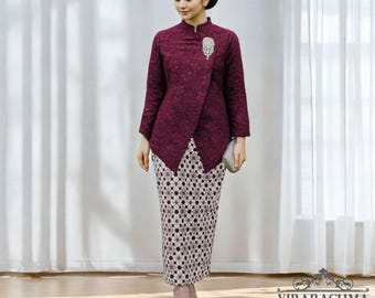 Modern Janggan Kebaya with Ethnic Motif Batik Skirt Set, Kebaya Dress, Kebaya, Kebaya Modern, Kebaya Encim, Kebaya Set