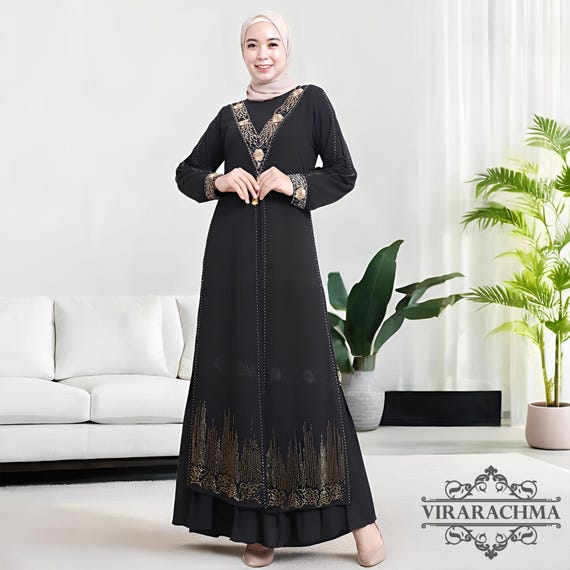 Black Turkish Abaya - Elegant Sequin Embroidered Dress for Adults, muslimah Fashion, Muslim Women, Women Dress, Gamis, Islamic Dress