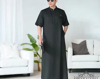 Muslim Clothing for Adult Men Short Sleeve Robes for Everyday, Islamic Clothing, Mens Thobe, Muslim Fashion, Traditional Wear, Arabic Style