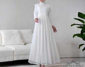Syafa Dress, Fashionable White Muslim Gamis for Women, Muslimah fashion, Muslim Women, Women Dress, Gamis, Islamic Dress