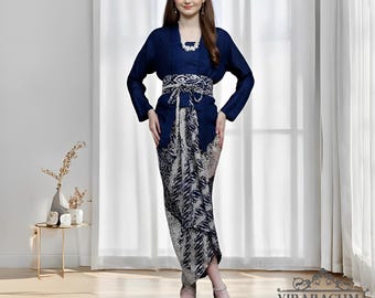 Clara 5in1 Set – Viscose Kebaya with Elegant Batik Combination, Kebaya Dress, Kebaya, Kebaya Modern, Kebaya Encim, Kebaya TOP ONLY