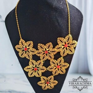 Halsband för regional dans med festligt blommotiv för kvinnor, Kebaya-halsband, traditionellt halsband, etniskt halsband, bali-halsband