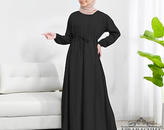 Melia Plain Black Dress for Muslim Women, Muslimah fashion, Muslim Women, Women Dress, Gamis, Islamic Dress