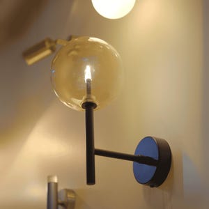 Bathroom Vanity Clear Globe Glass Wall Sconce, Wall Sconce Pair, Wall Sconce Hardwired, Bedside Lamp, Milk Glass Sconce, Bathroom Lighting