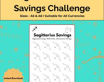 Sagittarius Savings Challenge: Zodiac Printable Tracker (A5/A6 PDF Download