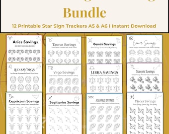 Zodiac Savings Challenge: Astrology Budget Trackers (Printable PDF Bundle A5/A6)
