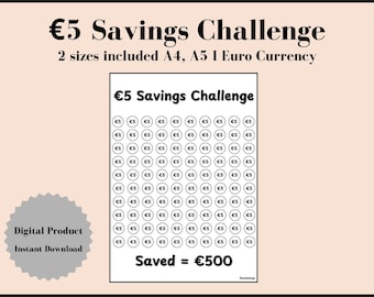 500 Euro Savings Challenge Printable: A4/A5 Tracker (Digital Download)