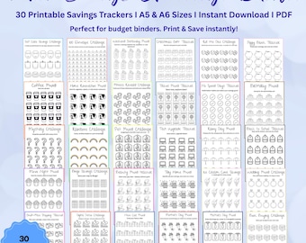 Mini Savings Challenge Bundle, 30 Printable Budget Trackers PDF,  Cash Stuffing, Binder Inserts A5 A6, Money Savings Challenge Printables