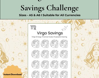 Virgo Savings Challenge: Printable Zodiac Budget Tracker (A5/A6 Digital Download)