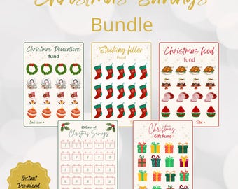 Christmas Savings Challenge Printable Bundle, Holiday Savings Tracker, PDF, Christmas Gift Fund, Cash Stuffing, Binder Inserts A5 A6