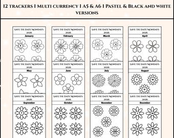Save the Date Mondays 2026 | 12 Month Savings Challenge | Budget Binder Insert | Cash Envelope Tracker | Printable Money Challenge Sheets