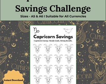 Capricorn Zodiac Savings Challenge: Printable Budget Tracker (PDF Download A5/A6