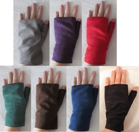 suede fingerless gloves