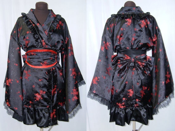 black and red kimono dress