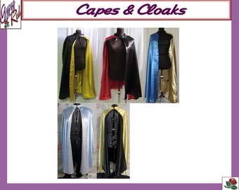 Lined Satin Magician Circus Vampire Wizard Sorcerer Hero Magic Costume Cape Adult Size S M L XL Cosplay Cloak Reversible Custom