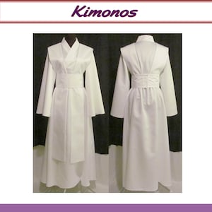 White Satin Kimono With Tabard and Obi Warrior Samurai Wedding Bridal Formal Costume Cosplay Size 4 6 8 10 12 14