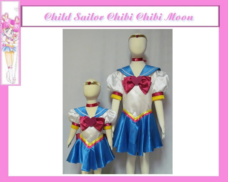 Sailor Moon Sailor Chibimoon 7 Piece Cosplay Costume Custom Any Size