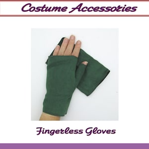 Fingerless Green Microsuede Faux Suede Gloves Costume Cosplay Accessories Ready to Ship Size Sm Small Free US Shipping
