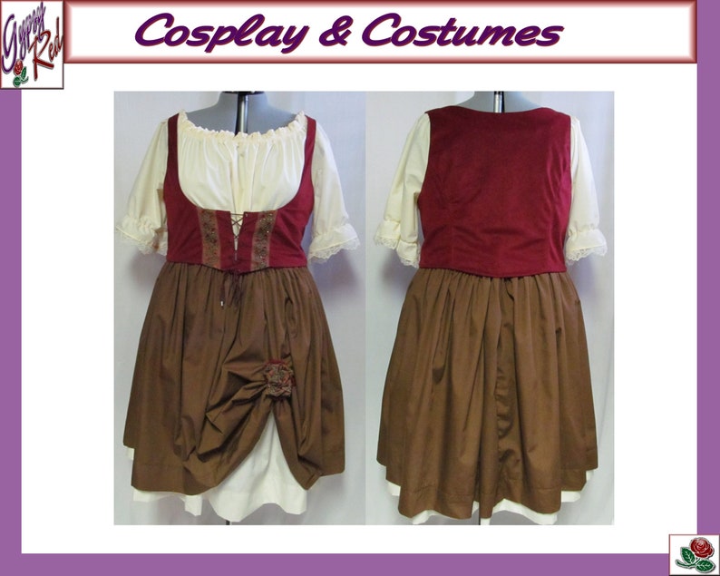 Christmas Medieval Rennaisance Faire Barmaid Maiden Peasant LARP Costume Adult Women/'s Size 4 6 8 10 12 14