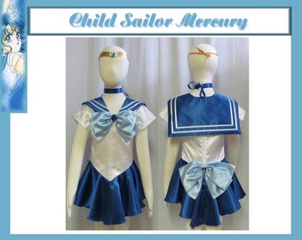 Child Sailor Moon Mercury Cosplay Costume Girls Scout Fuku Inner Senshi Anime Manga Size 18 mo 2 3 4 5 6 7 8 9 10 11 12 14 Unisex