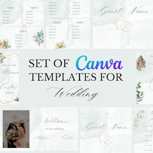 Elegant Canva wedding templates: a dreamy wedding design collection, personalized wedding stationery bundle, luxury Canva wedding package.