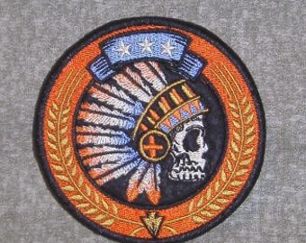 Indian Headdress Patch Vintage Classic Embroidered Sew On Patch 1 12 Round Native American Indian Chief