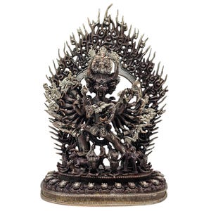 34 CM Height, Yamantaka Shakti, Consort, Buddhist Handmade Statue, Silver And Chocolate Oxidized