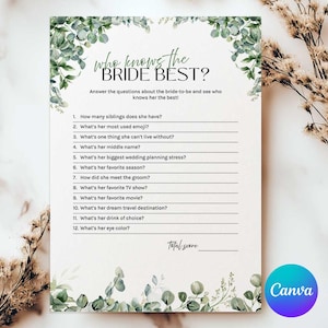 Who Knows the Bride Best Game, How Well Do You Know the Bride, Trivia  Bridal Shower Game, Bride Party Game, Wedding Shower, Edit on Canva