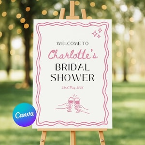 Plaque de bienvenue pour la douche nuptiale : modèle en toile élégant (18 x 24 pouces) (téléchargement numérique)