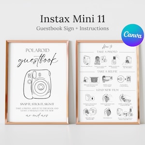 Polaroid Guestbook Instax Sign, Instax Mini 11 Instructions Sign, Photo Guestbook instructions, How to Load New Film Sign, How to Take Photo