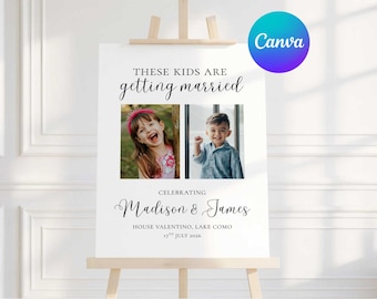 These Kids Are Getting Married Wedding Welcome Sign Template, Editable in Canva
