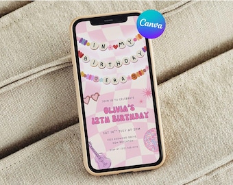 In My Birthday Era Party Digital Mobile Invite Template, Editable in Canva (Digital Download)