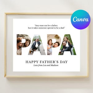 Papa Photo Print Father’s Day, Papa Photo Frame, Personalised Gift for Papa, Best Gift Father’s Day, Unique Gift Father’s Day, Edit in Canva