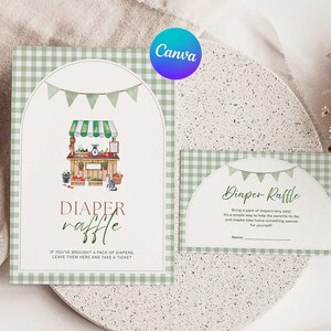 Locally Grown Farmer&#39;s Market Baby Shower Diaper Raffle Sign & Ticket Templates (Editable in Canva)