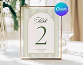 Wedding Table Number Cards, Elegant Striped Wedding Table Number Signs, Editable Canva Template, 5x7 and 4x6