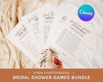 A New Chapter Bridal Shower Games Bundle, Book Theme Bachelorette Activities, Printable Storybook Bridal Games, Editable in Canva