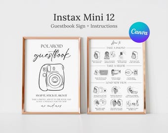 Polaroid-Gästebuch Instax Mini Zeichen, Instax Mini 12 Anleitung Zeichen, Foto-Gästebuch Anleitung, How To Set New Film Sign, How To Make Photo