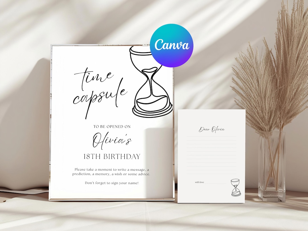 Time Capsule Card Design Examples Elegant Time Capsule Sign and Card Template, Editable in Canva - Etsy