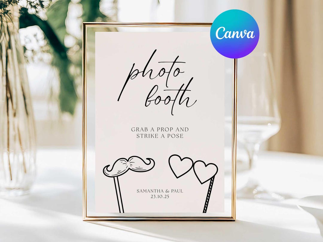 Photo Booth Wedding Table Sign, Wedding Photo Booth Printable Sign ...