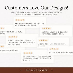 Pode incluir: Gr&aacute;fico com o texto "Customers Love Our Designs!" e avalia&ccedil;&otilde;es de clientes. As avalia&ccedil;&otilde;es est&atilde;o em caixas brancas com classifica&ccedil;&otilde;es por estrelas douradas. O texto inclui frases como "Modelo incr&iacute;vel" e "F&aacute;cil de usar".