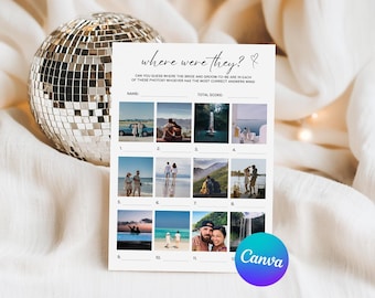 Where Were They Bridal Shower Wedding Game, Photo Guessing Game, Editable Canva Template