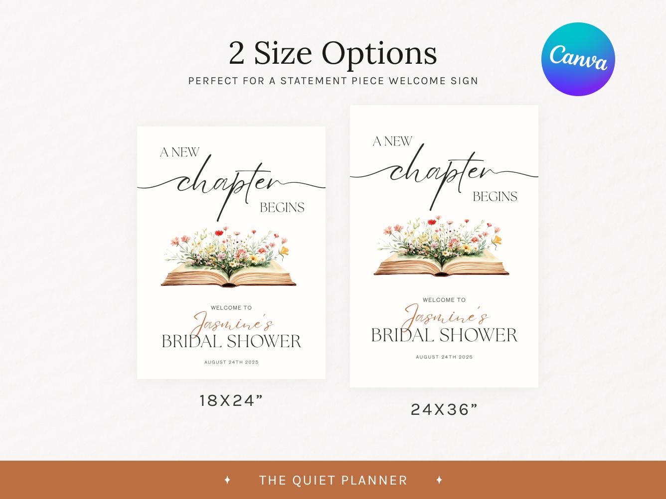First Chapter Welcome Sign A New Chapter Bridal Shower Welcome Sign, Editable Book Themed Shower ...