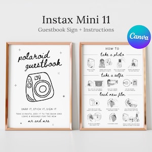 Instax Mini 11 Guestbook Sign: Editable Wedding Polaroid Photo Instructions (Digital Download)