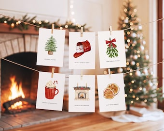 40 Editable Christmas Advent Activity Cards, Christmas Bucket List Cards, Printable Kids Advent Activity Cards, Canva Template