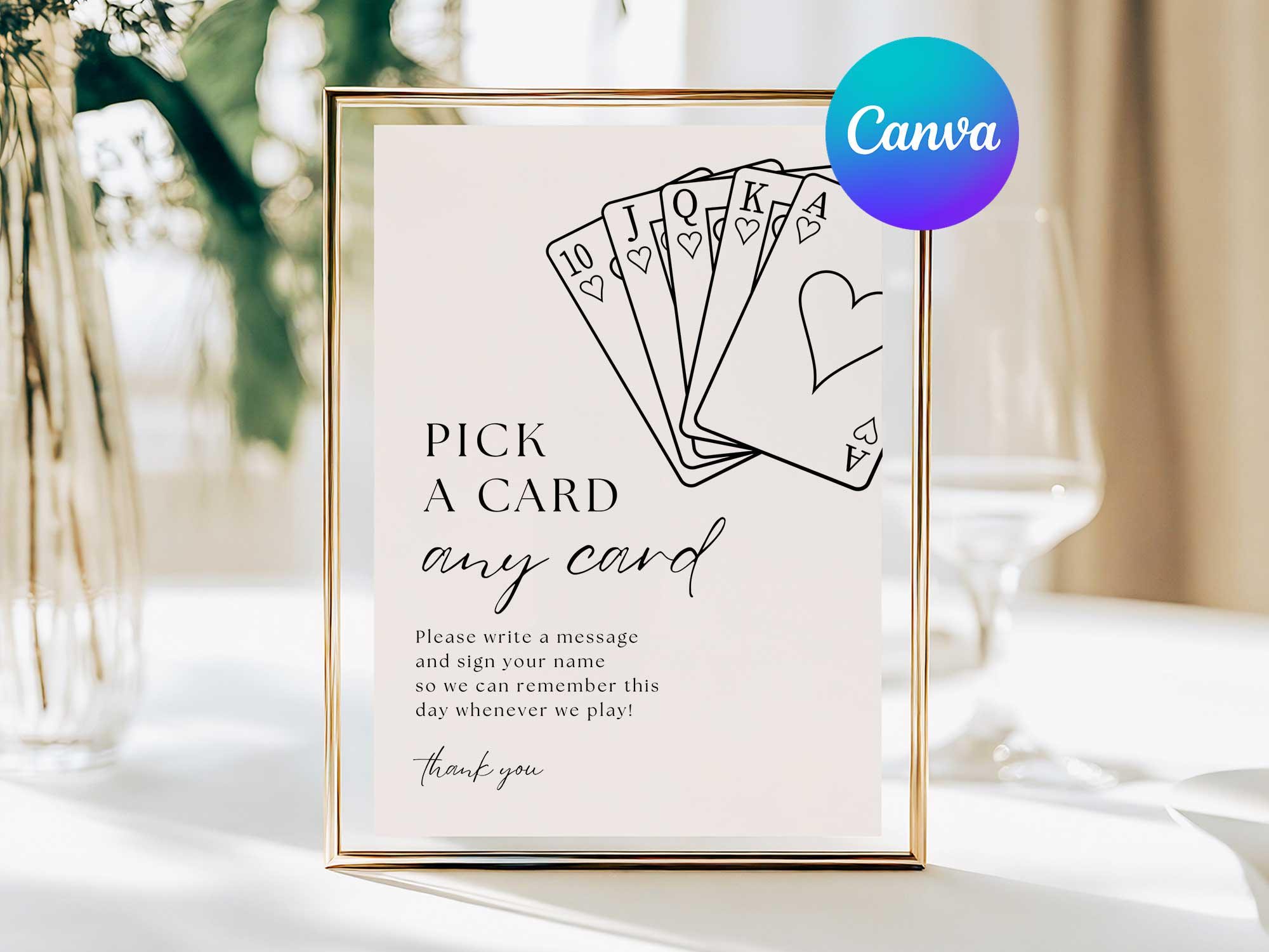 Playing Card Guest Book Sign, Pick a Card Guestbook Wedding Table Sign ...