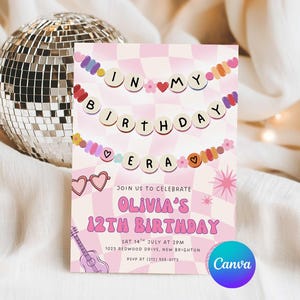 In My Birthday Era Party Invitation, Teen Girl Birthday Party Invite, Friendship Bracelet Invite, Eras Party Invite, Editable Template Canva