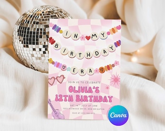 In My Birthday Era Party Invitation, Teen Girl Birthday Party Invite, Friendship Bracelet Invite, Eras Party Invite, Editable Template Canva