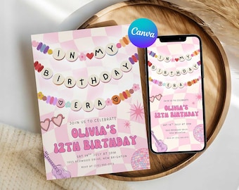 Birthday Era Party Invitation Printable, In My Birthday Era Invite, Editable Canva Template
